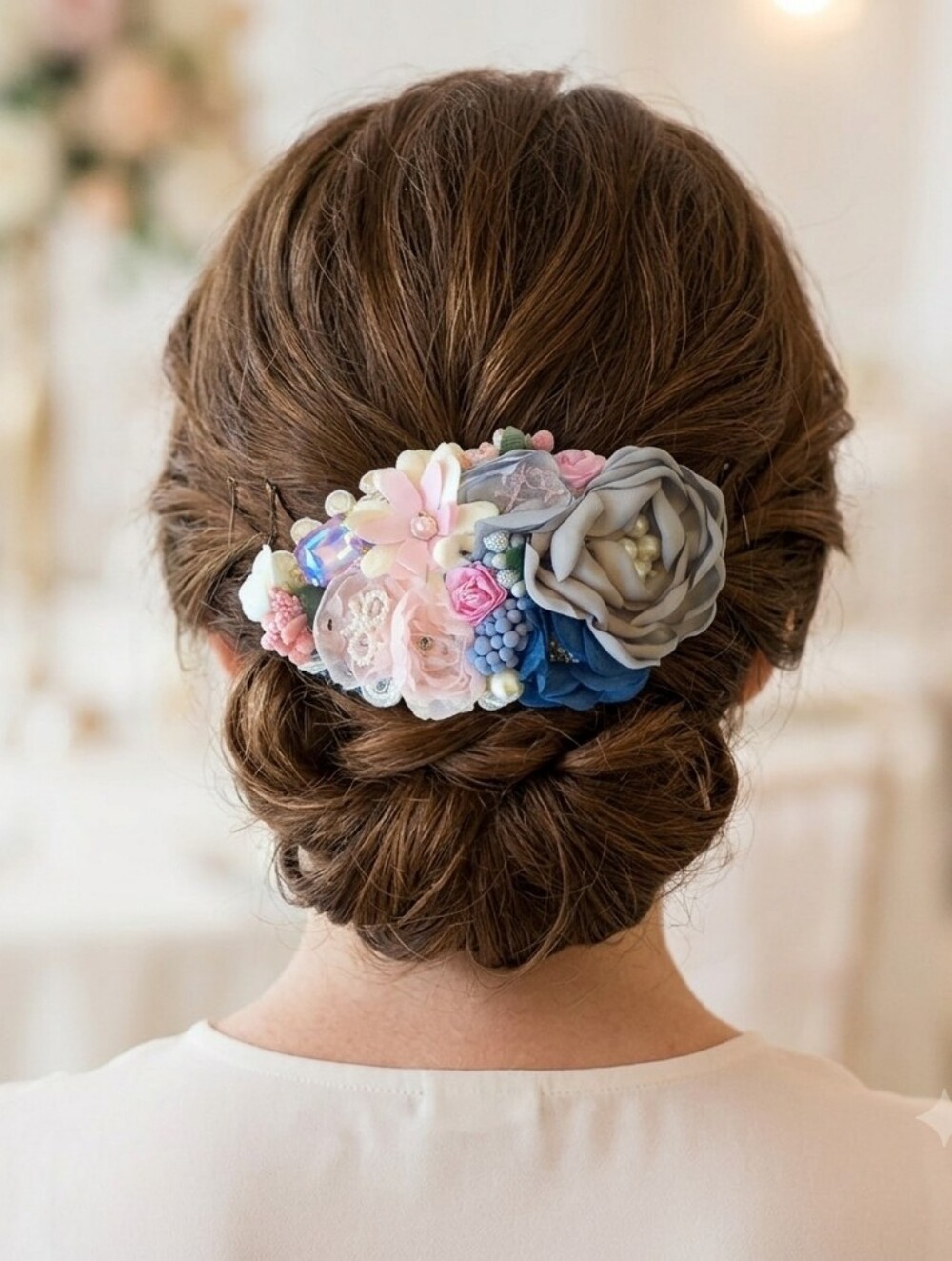 Handcrafted Floral Hair Clip Vintage Fabric Flower Hair Piece.🎀